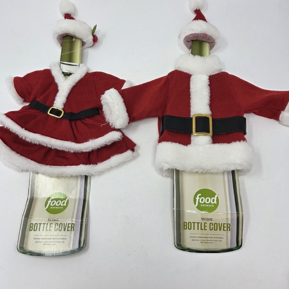 Food Network Mr & Mrs Santa Claus Suit Wine Bottle Cover‎ Great Unique Gift Idea